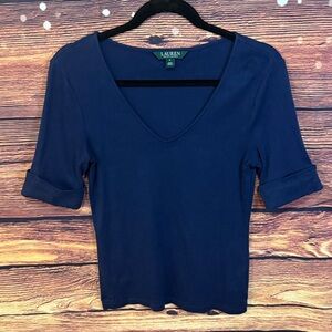 Ralph Lauren Deep Blue V-Neck Short Sleeve Top